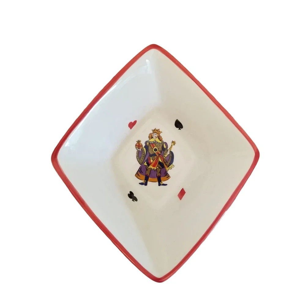 King of Hearts Tabletops Gallery Playing Cards Ceramic Snack Plates Set of 4